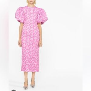 Rotate birger Christensen  
ROTATE
floral-jacquard puff-sleeve midi dress